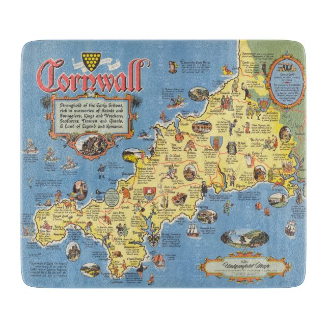 Map of Cornwall, England Cutting Board (Front)