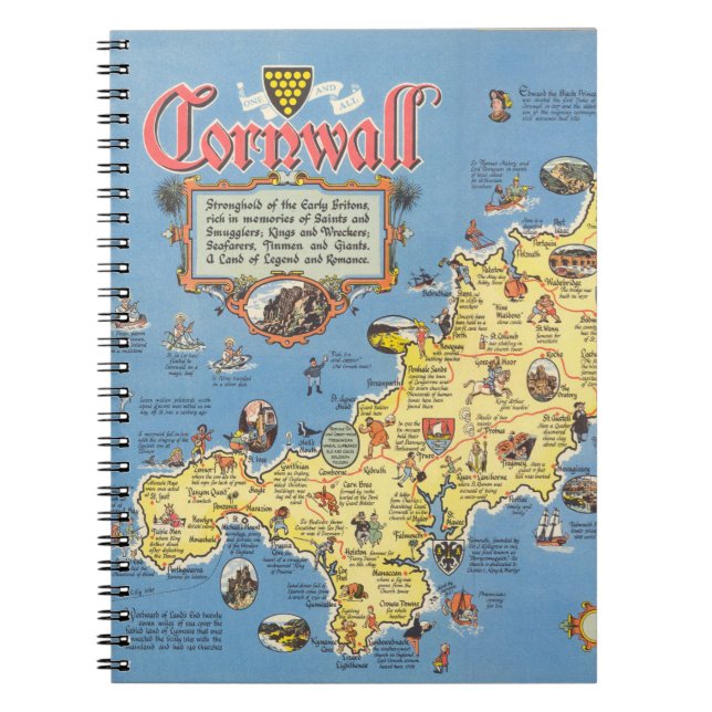Map of Cornwall, England Notebook (Front)