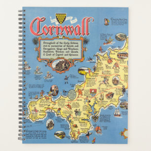 Map of Cornwall, England Planner