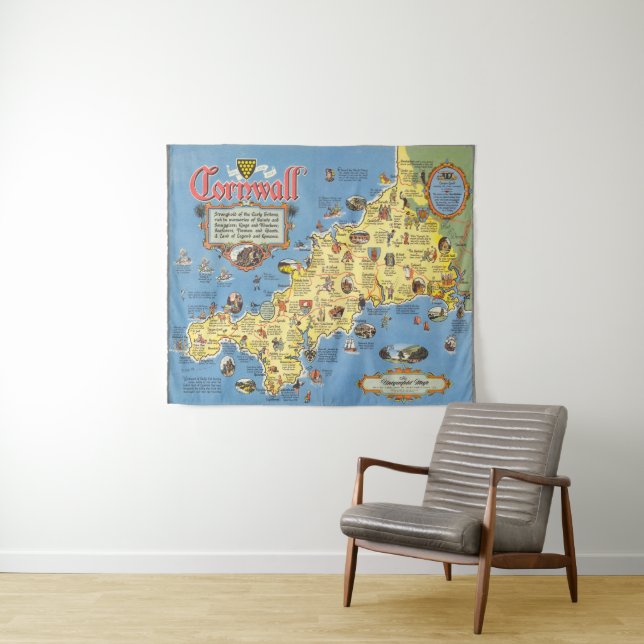 Map of Cornwall, England Tapestry (In Situ (Horizontal))