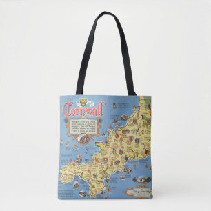 Map of Cornwall, England Tote Bag