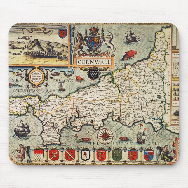 Map of Cornwall Mouse Pad (Front)