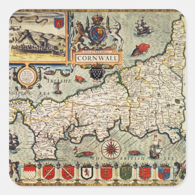 Map of Cornwall Square Sticker (Front)