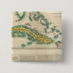 Map Of Cuba And The Bahama Islands 15 Cm Square Badge