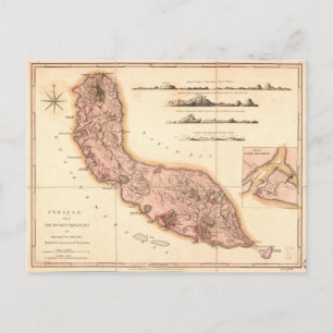 Map of Curaçao (1810) Postcard