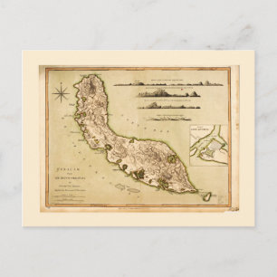 Map of Curaçao, Lesser Antilles (1794) Postcard