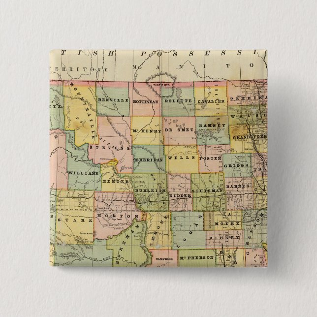 Map of Dakota 15 Cm Square Badge (Front)