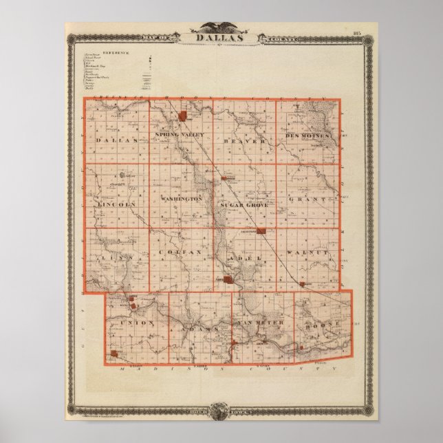 Map of Dallas County, State of Iowa Poster (Front)
