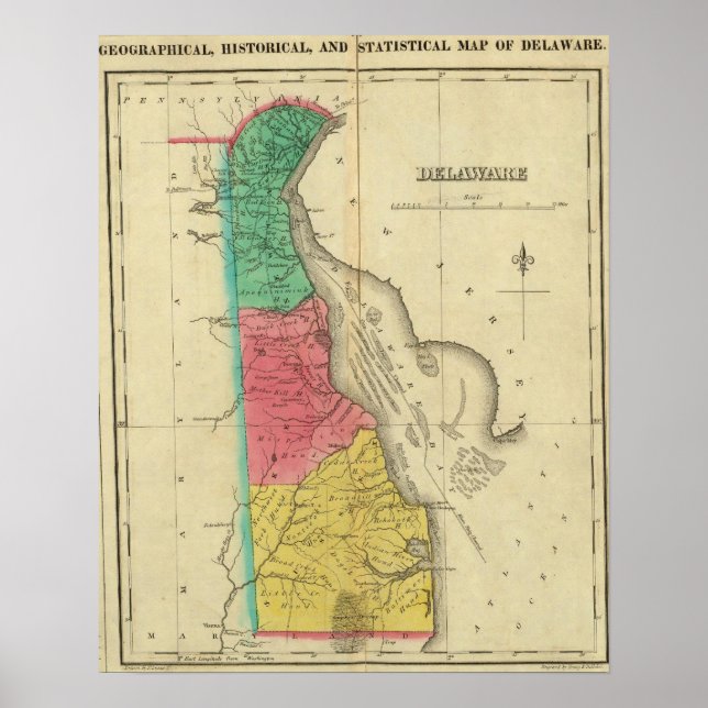 Map Of Delaware Poster (Front)