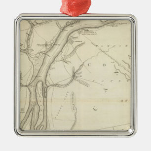Map of Detroit River Metal Tree Decoration