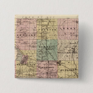 Map of Dodge County, State of Wisconsin 15 Cm Square Badge
