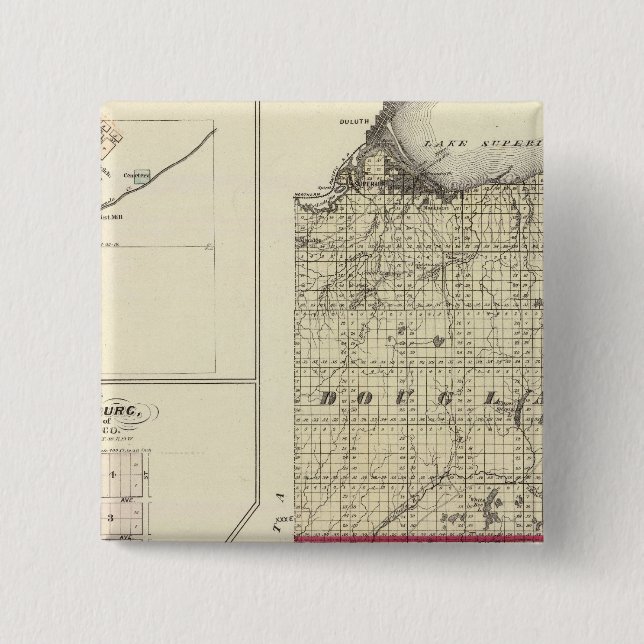 Map of Douglas and Burnett counties 15 Cm Square Badge (Front)