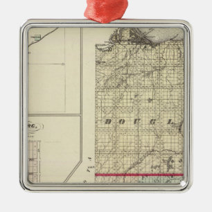 Map of Douglas and Burnett counties Metal Tree Decoration