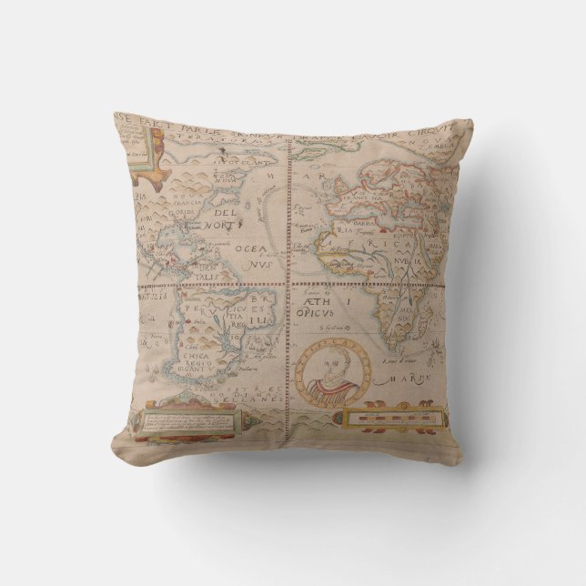 Map of Drake's Circumnavigation of the Globe Cushion (Front)
