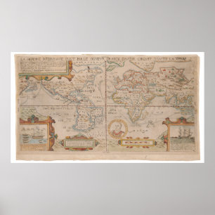 Map of Drake's Circumnavigation of the Globe Poster