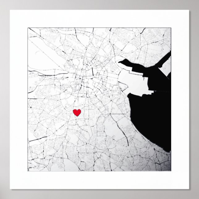  Map of Dublin, Ireland Classy Modern Elegant Gift Foil Prints (Front)