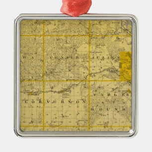 Map of Dubuque County Metal Tree Decoration