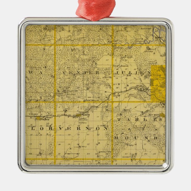 Map of Dubuque County Metal Tree Decoration (Front)