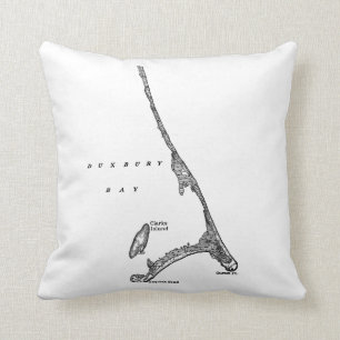 Map of Duxbury Beach Saquish Massachusetts Cushion