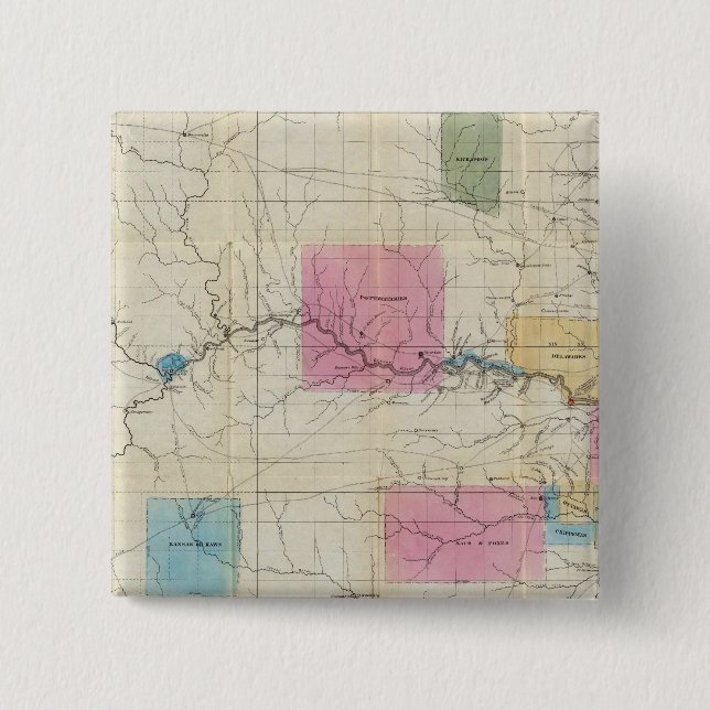 Map of Eastern Kansas 15 Cm Square Badge (Front)