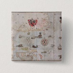 Map of Eastern North America 15 Cm Square Badge