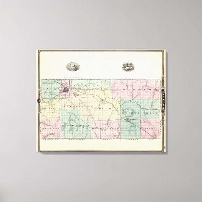 Map of Eau Claire County, State of Wisconsin Canvas Print (Front)