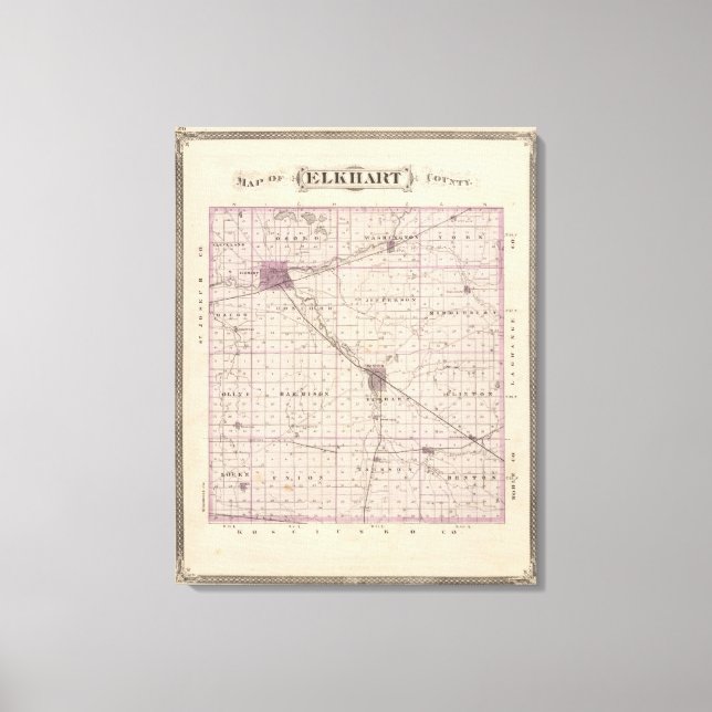 Map of Elkhart County Canvas Print (Front)