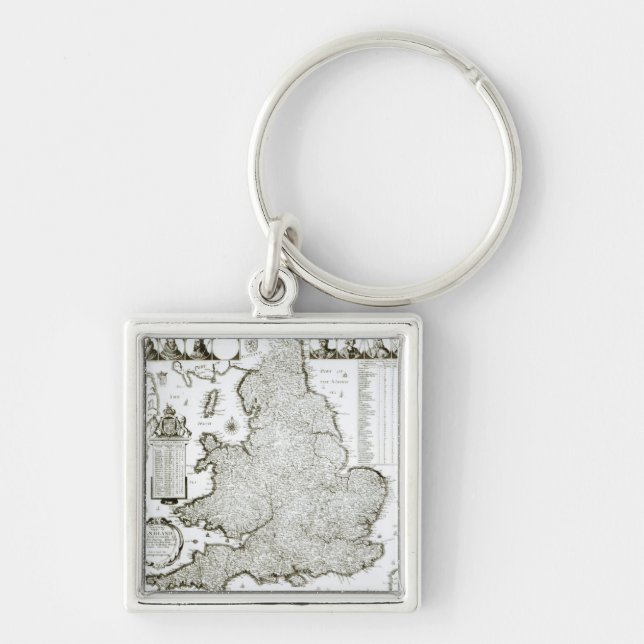 Map of England and Wales, 1644 Key Ring (Front)