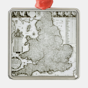 Map of England and Wales, 1644 Metal Tree Decoration