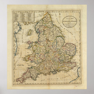 Map of England and Wales Poster