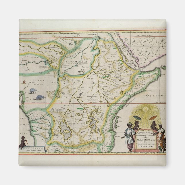 Map of Ethiopia showing five African states Magnet (Front)