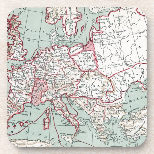 MAP OF EUROPE, 12th CENTURY Coaster (Front)