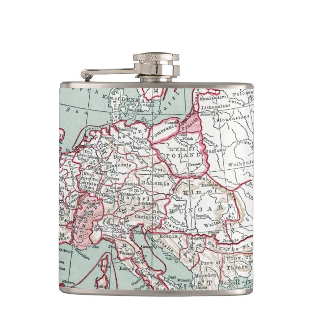 MAP OF EUROPE, 12th CENTURY Hip Flask (Front)