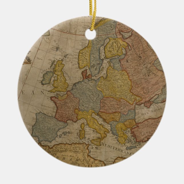 Map of Europe | 1700 Ceramic Tree Decoration (Front)