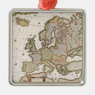 Map of Europe 4 Metal Tree Decoration