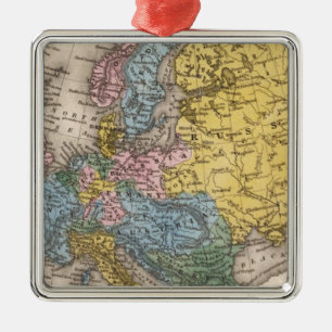 Map of Europe 4 Metal Tree Decoration