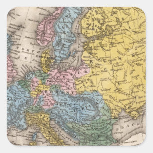 Map of Europe 4 Square Sticker