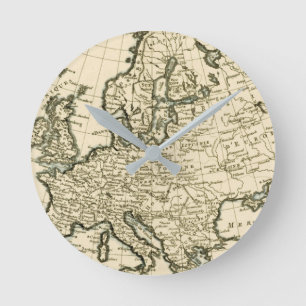 Map of Europe by Guillaume Raynal Round Clock