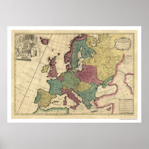 Map of Europe by Senex 1725 Poster