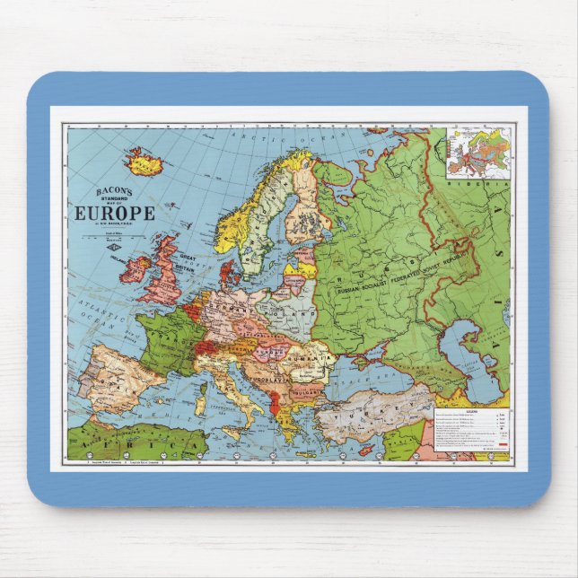 Map of Europe Mouse Pad (Front)