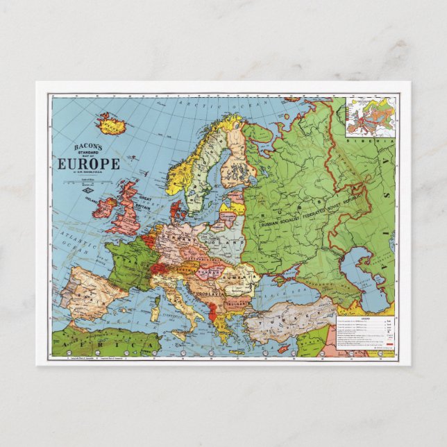 Map of Europe Postcard (Front)