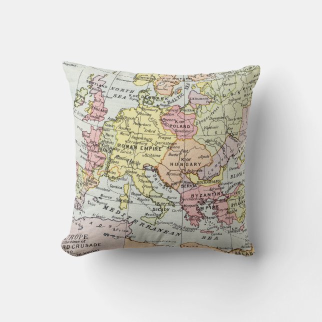 Map of Europe | The Third Crusade Cushion (Front)