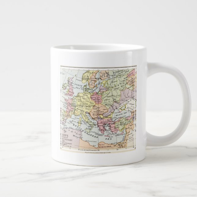 Map of Europe | The Third Crusade Large Coffee Mug (Right)