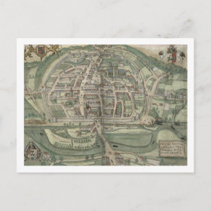 Map of Exeter, from 'Civitates Orbis Terrarum' by Postcard