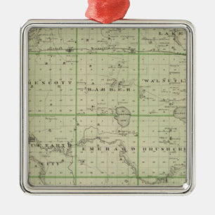 Map of Faribault County, Minnesota Metal Tree Decoration