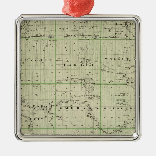 Map of Faribault County, Minnesota Metal Tree Decoration (Front)