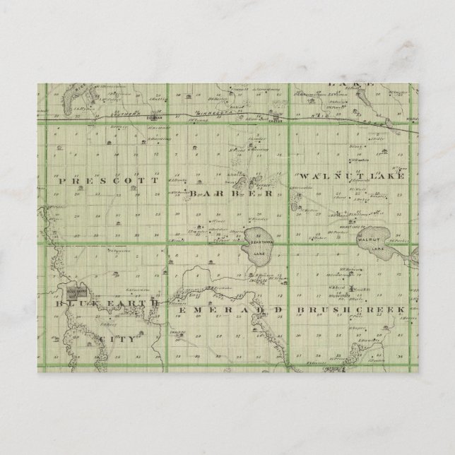 Map of Faribault County, Minnesota Postcard (Front)