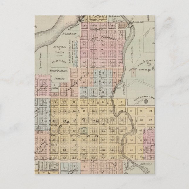 Map of Faribault, Rice County, Minnesota Postcard (Front)