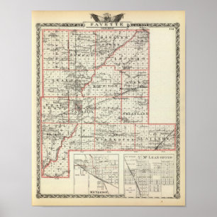 Map of Fayette County, Mt Vernon and McLeansboro Poster