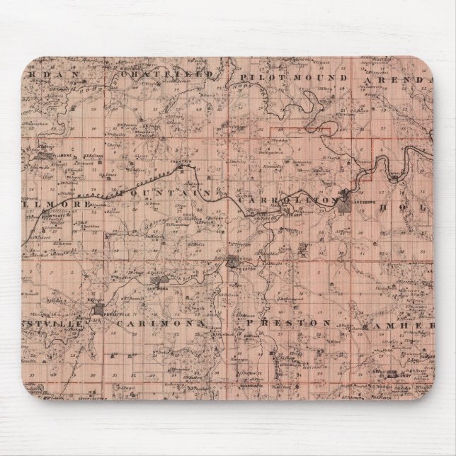 Map of Fillmore County, Minnesota Mouse Pad (Front)